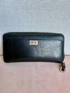 Coach Y2K Black Leather Zip Wallet Horse & Carriage Vintage Chic